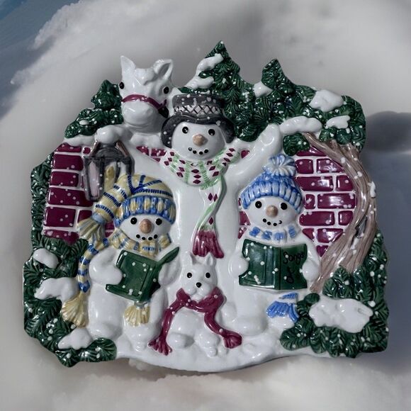 Fitz And Floyd “The Flurries Snowmen” Christmas Dish or Wall Platter HolidaDecor - Picture 3 of 16